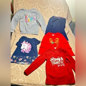 Lot Of 5 Girl Long Sleeve Tops 1 Short Sleeve 3T Mix Brands Toddlers Pre-Owned